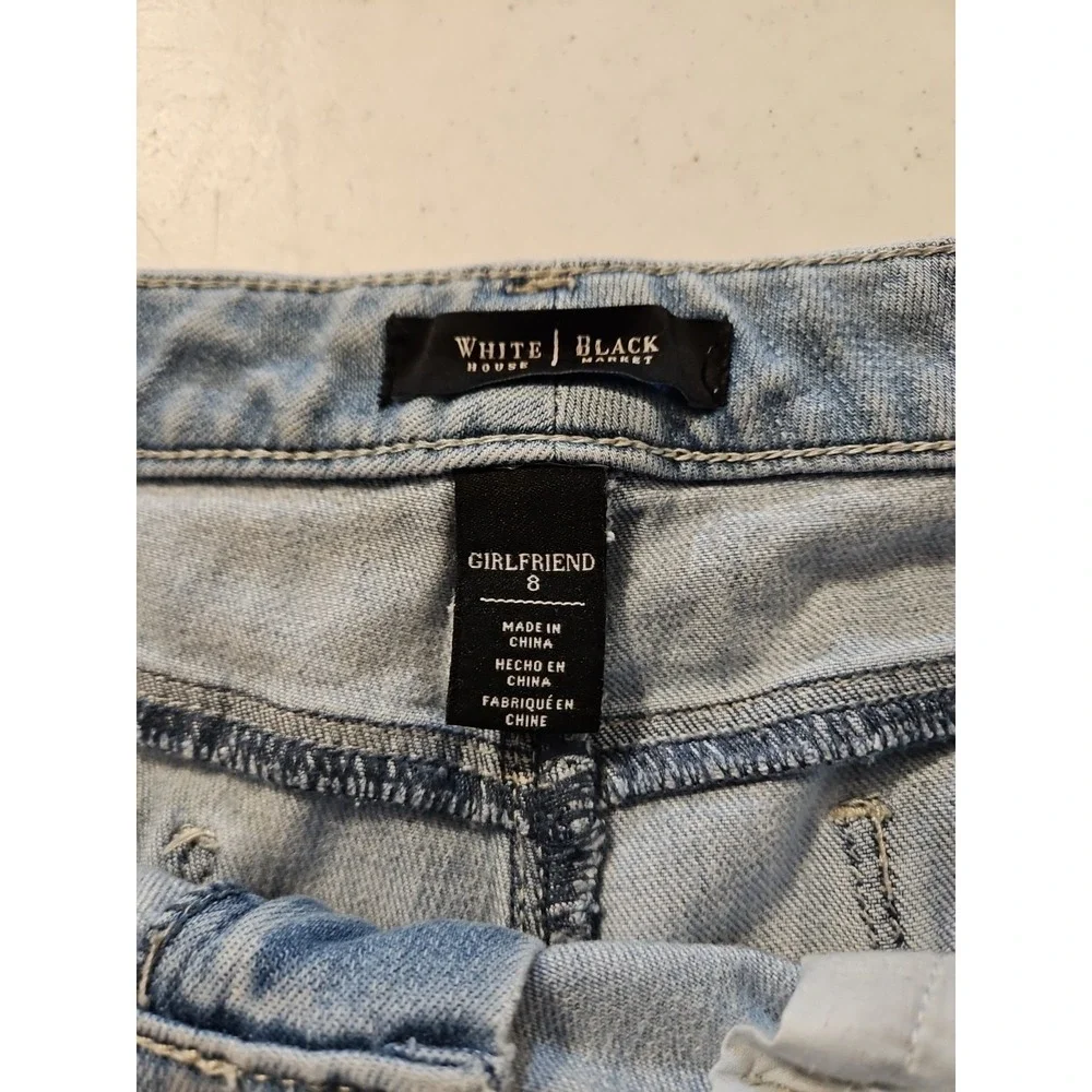 White House Black Market Girlfriend Jean Shorts Womens Size 8 Distressed (A1229)